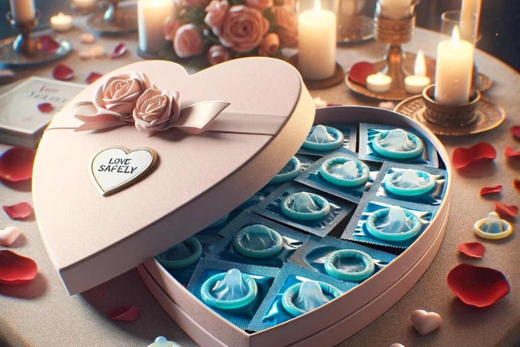 Презервативы в коробке в форме сердца ко Дню святого Валентина